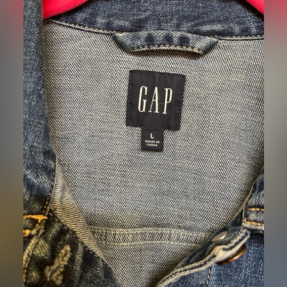 Like New  GAP Puff Sleeve Denim Belted Jacket Size Large - Picture 6 of 10
